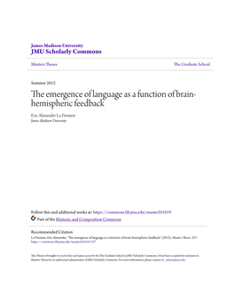 The Emergence of Language As a Function of Brain-Hemispheric