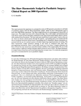 The Shaw Haemostatic Scalpel in Paediatric Surgery: Clinical Report on 3000 Operations