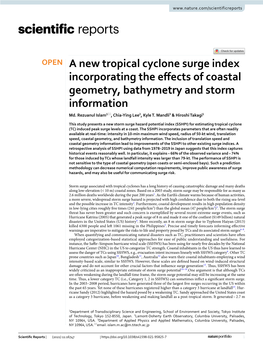 A New Tropical Cyclone Surge Index Incorporating the Effects of Coastal