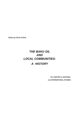 The Baku Oil and Local Communities: a History