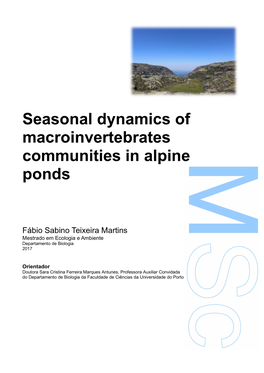 Seasonal Dynamics of Macroinvertebrates Communities in Alpine Ponds