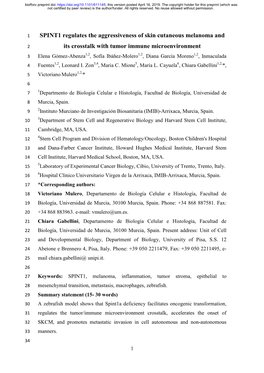 SPINT1 Regulates the Aggressiveness of Skin Cutaneous Melanoma and Its