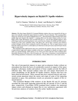 Hypervelocity Impacts on Skylab IV