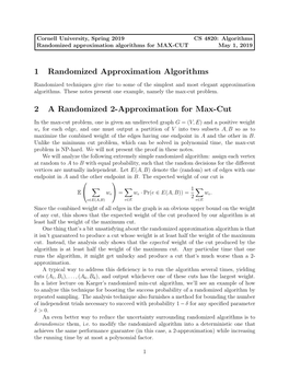 1 Randomized Approximation Algorithms 2 a Randomized 2