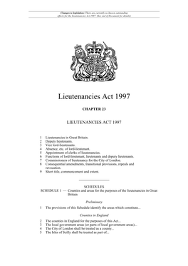 Lieutenancies Act 1997