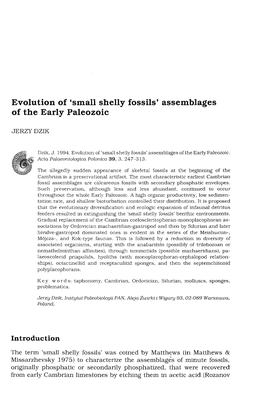 Evolution of 'Small Shelly Fossils' Assemblages of the Early Paleozoic