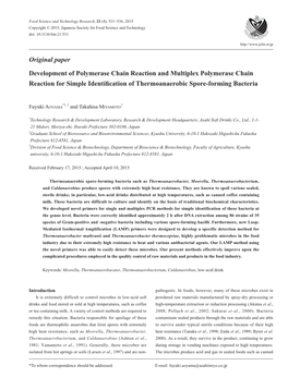 Original Paper Development of Polymerase Chain Reaction And