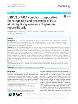 UBN1/2 of HIRA Complex Is Responsible for Recognition And