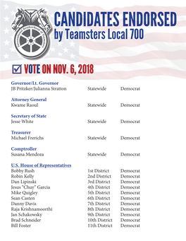 CANDIDATES ENDORSED by Teamsters Local 700