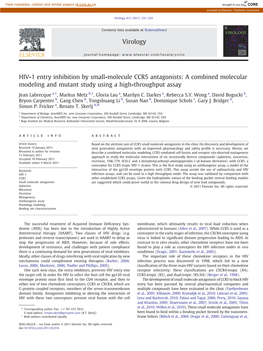 HIV-1 Entry Inhibition by Small-Molecule CCR5 Antagonists: a Combined Molecular Modeling and Mutant Study Using a High-Throughput Assay