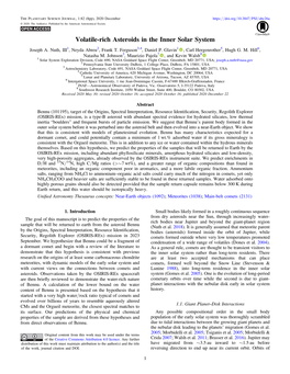 Volatile-Rich Asteroids in the Inner Solar System