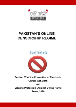 Pakistan's Online Censorship Regime