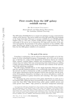 First Results from the 2Df Galaxy Redshift Survey 3