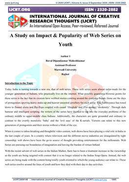 A Study on Impact & Popularity of Web Series on Youth