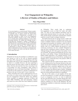 User Engagement on Wikipedia: a Review of Studies of Readers and Editors