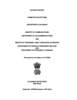 Eleventh Report Committee on Petitions (Seventeenth