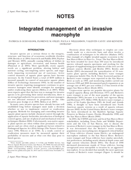 NOTES Integrated Management of an Invasive Macrophyte