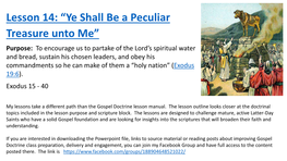 Ye Shall Be a Peculiar Treasure Unto Me