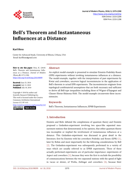 Bell's Theorem and Instantaneous Influences at a Distance