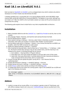 Kodi 18.1 on Libreelec 9.0.1 Kodi 18.1 on Libreelec 9.0.1