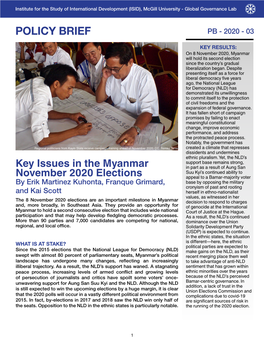 Key Issues in the Myanmar November 2020 Elections