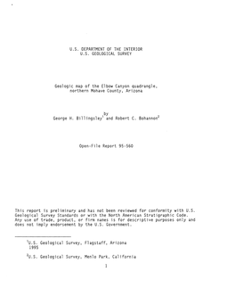Geologic Map of the Elbow Canyon Quadrangle, Northern Mohave County, Arizona