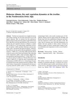 Holocene Climate, Fire and Vegetation Dynamics at the Treeline in the Northwestern Swiss Alps