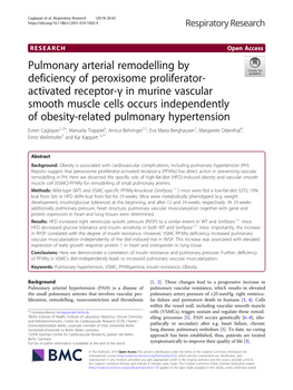 Pulmonary Arterial Remodelling By