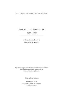 Horatio C Wood, Jr