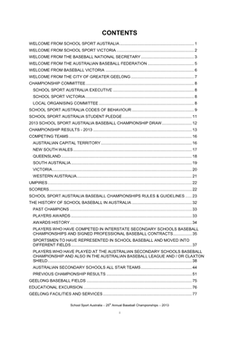 School Sport Australia Baseball Championships Rules & Guidelines