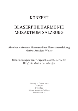 Absolventenkonzert Blasorchesterleitung