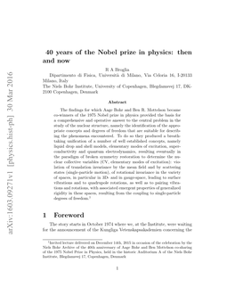 40 Years of the Nobel Prize in Physics: Then And