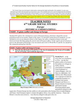 Social Studies 6Th Grade Europe Teacher Notes