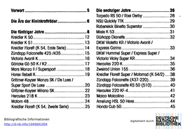 Vorwort 5 Die Ära Der Kleinkrafträder 6 Die Fünfziger Jahre 8 Die Sechziger Jahre 26