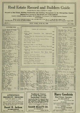 Real Estate Record and Builders Guide Founded March 21, 1868, by CLINTON W