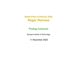 Nobel Prize in Physics 2020 Roger Penrose