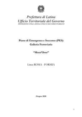 Prefettura Di Latina Ufficio Territoriale Del Governo PROTEZIONE CIVILE, DIFESA CIVILE E SOCCORSO PUBBLICO