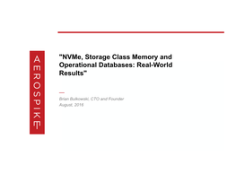 Storage Class Memory and Operational Databases: Real-World Results