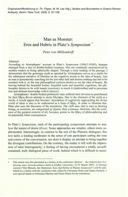 Man As Monster: Eros and Hubris in Plato's Symposium *