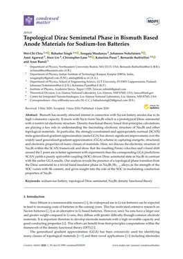 Topological Dirac Semimetal Phase in Bismuth Based Anode Materials for Sodium-Ion Batteries