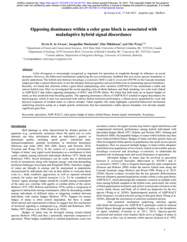 Opposing Dominance Within a Color Gene Block Is Associated with Maladaptive Hybrid Signal Discordance