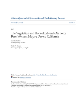 The Vegetation and Flora of Edwards Air Force Base, Western Mojave Desert, California