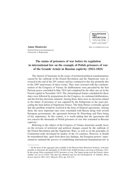 The Status of Prisoners of War Before Its Regulation in International Law On
