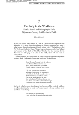 The Body in the Workhouse Death, Burial, and Belonging in Early Eighteenth-Century St Giles in the Fields