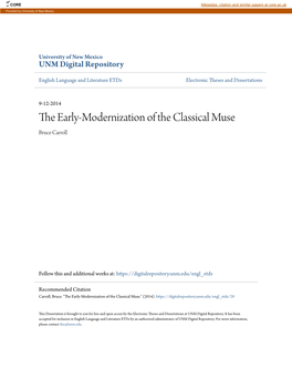 The Early-Modernization of the Classical Muse." (2014)