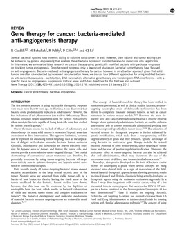 Bacteria-Mediated Anti-Angiogenesis Therapy