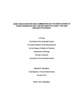 Sandy Beach Macrofauna Communities on the North Shore of Prince Edward Island: the Influence of Coast Type and Macrophyte Wrack