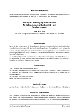 Satzung Über Die Festlegung Von Schulbezirken Für Die Grundschulen Der Samtgemeinde Hesel (Schulbezirkssatzung) Vom 23.03.1999