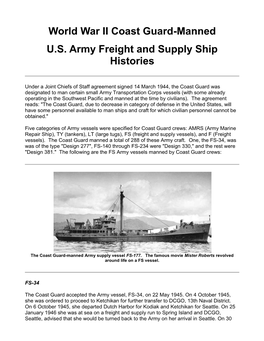 World War II Coast Guard-Manned U.S. Army Freight and Supply Ship Histories