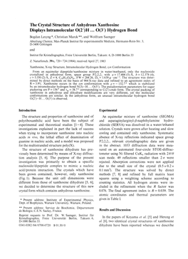 The Crystal Structure of Anhydrous Xanthosine Displays Intramolecular 0(2')H ... 0(3') Hydrogen Bond